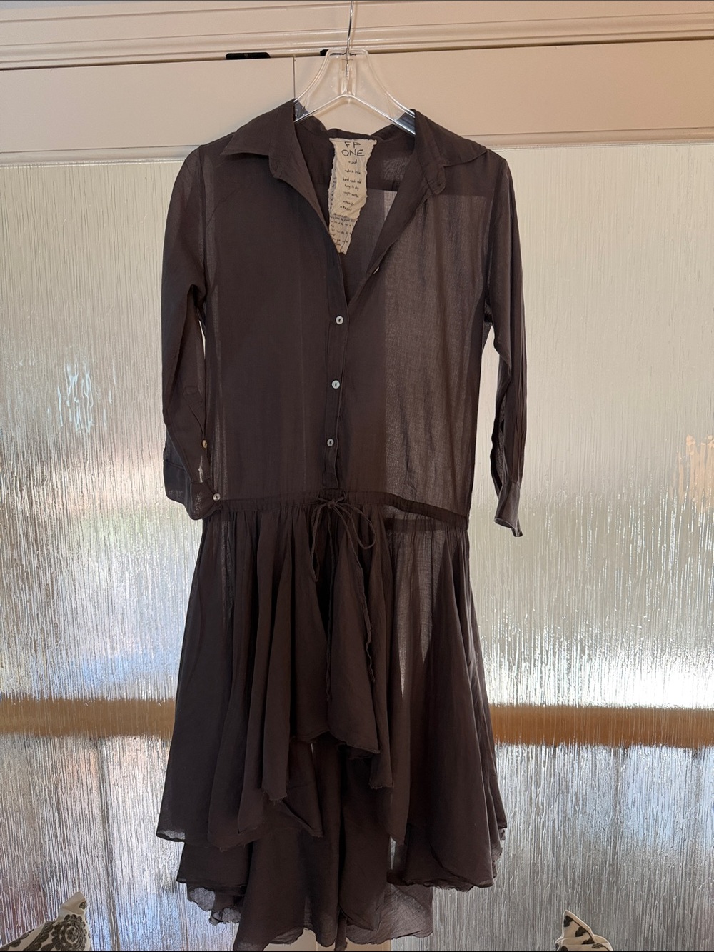 Free People Grey hi low  Button-Front Dress x small